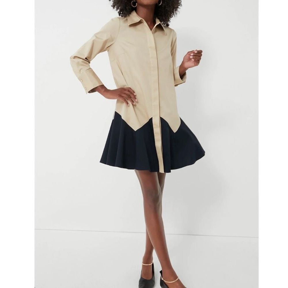 Tuckernuck Sand Roux Mini Long Sleeve Classic Chic Dress Size Small NWT - Picture 1 of 8